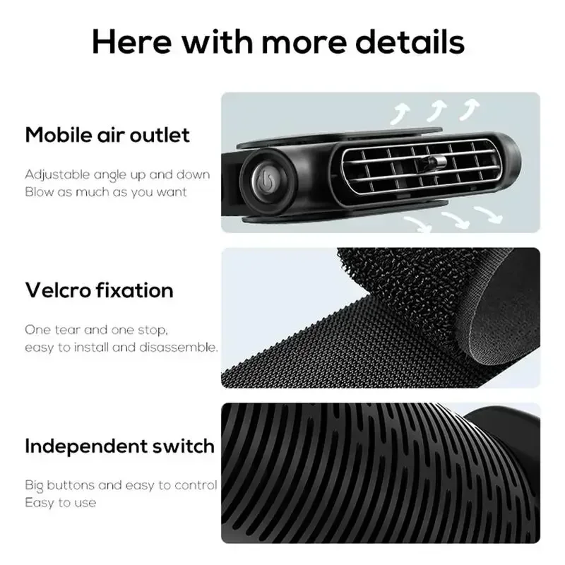 Car Rear Seat Fan with 3 Speeds and Independent Switch
