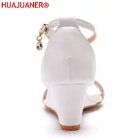 Crystal Queen Women High Heels Summer Shoes White Wedges Ankle Strap Straw Platform Sandals - Image 4