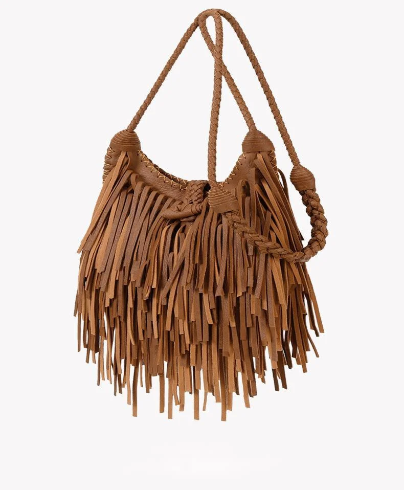 New Shoulder Bag Launched, European and American Trendy Retro Tassel Large Capacity Handmade Women's Crossbody Bag_voghion.com