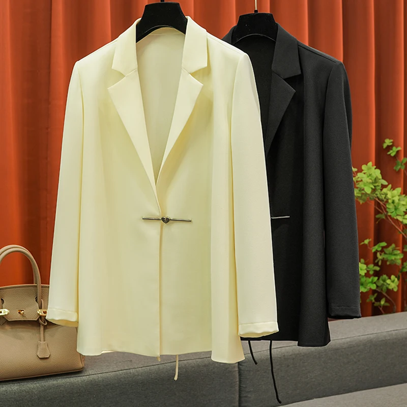 

Light Luxury One-button Shoulder Pad Straight Blazer Female Early Fall New 2023 Formal Evening Dress Blouse Slim Women Clothing