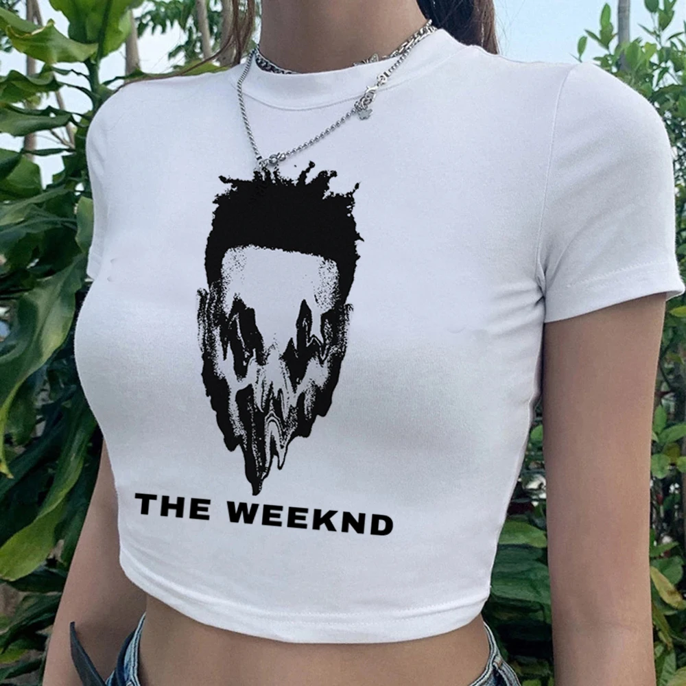 the Weeknd clothes t-shirt female print aesthetic white