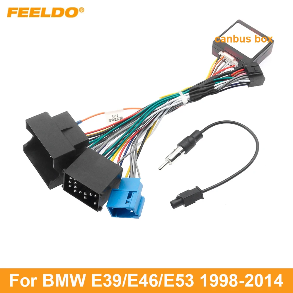 

LEEWA Car 16pin Power Cord Wiring Harness Adapter For BMW E39/E46/E53 (98-14) Big Screen Audio Installation Head Unit