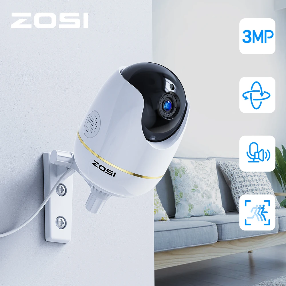 

ZOSI IP Dome Camera 3MP HD Pan/Tilt/Zoom Wireless Wifi Security Surveillance System,Two-Way Audio,Baby/Nanny/Pet Monitor