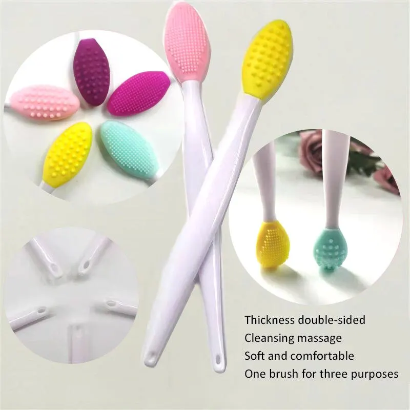 Skin Care Lip Exfoliating Facial Cleansing Face Scrub Nose Clean Brush Blackhead Remove Silicone Double-Sided Skin Care Tool 3