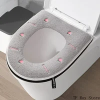 Peach Pattern Thickened Toilet Mat Universal Waterproof Zipper Embroidered Toilet Cover Home Toilet Seat Cushion Four Seasons 1