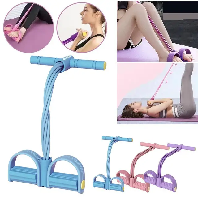 Siix-Tube Pedal Tensioner Resistance Band Multi-Functional Tension Rope Fitness Bands Elastic Yoga Pedal Puller For Exercises