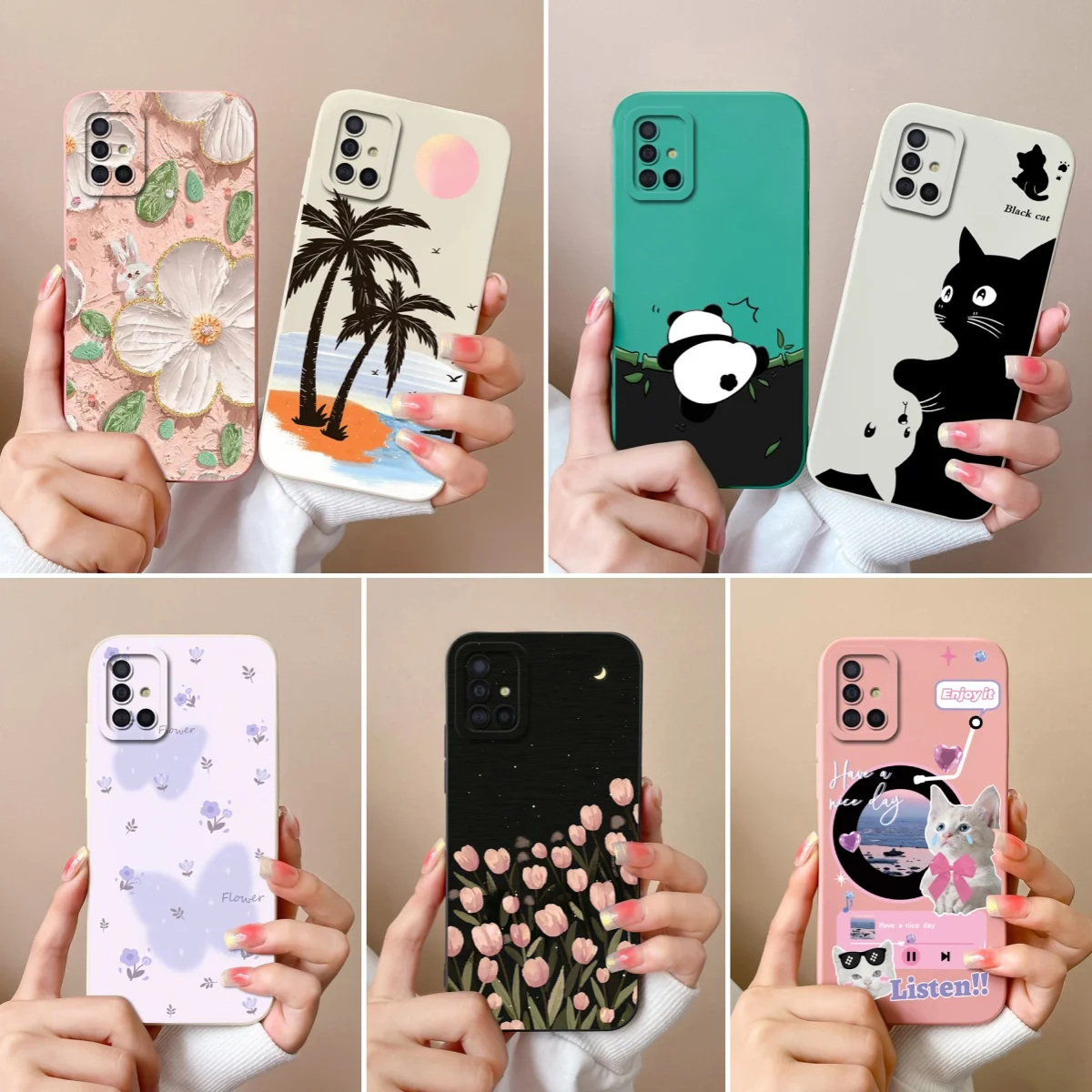 Black Cat Soft Liquid Silicone Phone Case with Camera Protection