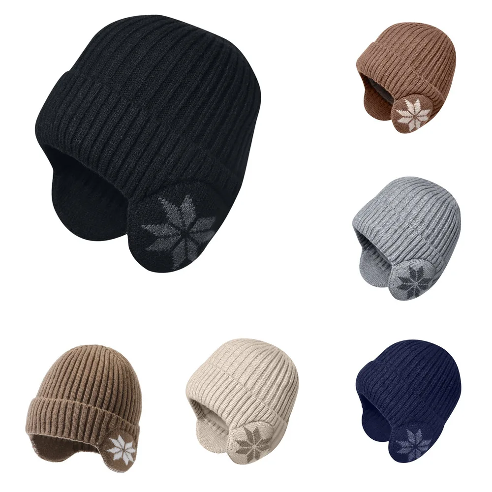 

Шапочки, облегающие шапки, зимние шапки с защитой ушей, стильная мягкая облегающая шапка для мужчин и женщин, Классические вязаные наушники