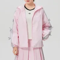 Adidas Veste coupe-vent à capuche pour femme Coupe ample Vêtements de sport décontractés KR7603 3