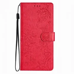 Charming Floral Butterfly Wallet Flip Cover for Redmi K90 (Red PH)