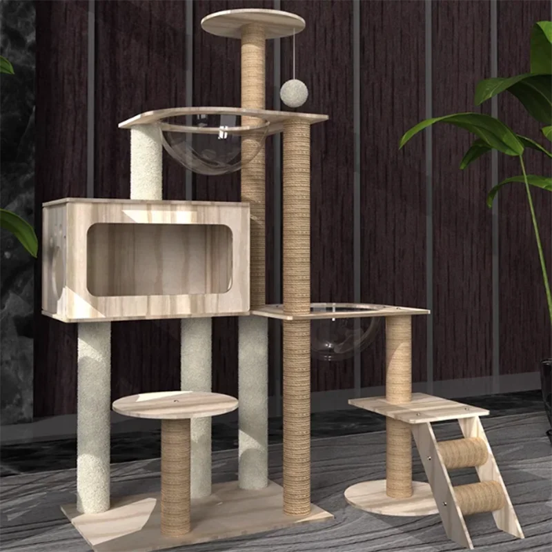 

Large Climbing Tree Cat Toy Tower Villa Sisal Luxury Stairs Scratching Post Cat Condo Wood Sofa Casa Gato Pet Products