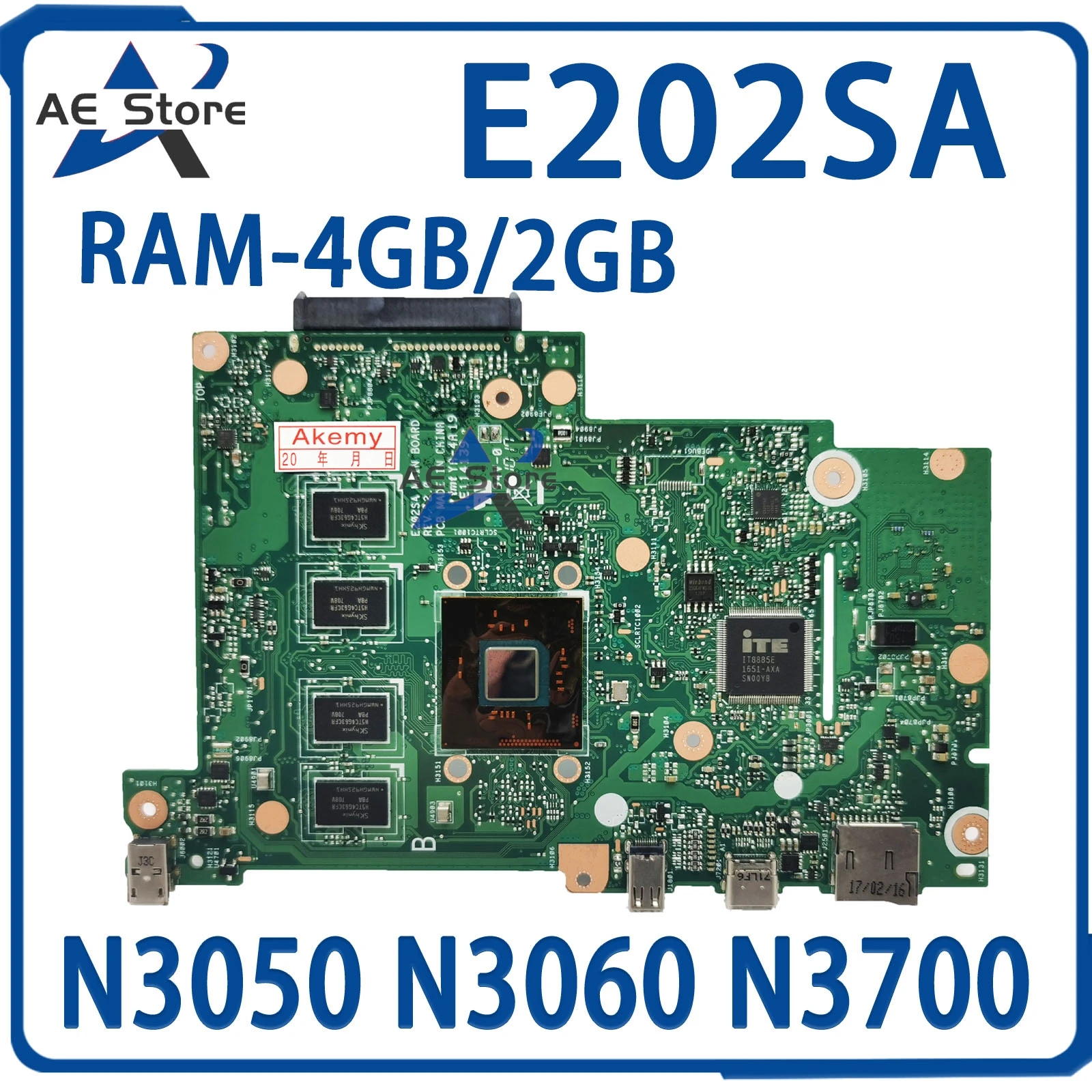 Материнская плата E202SA Материнская плата ASUS EeeBook E202S E202 для ноутбука с материнской платой N3050 N3060 N3700 4G/2G-RAM