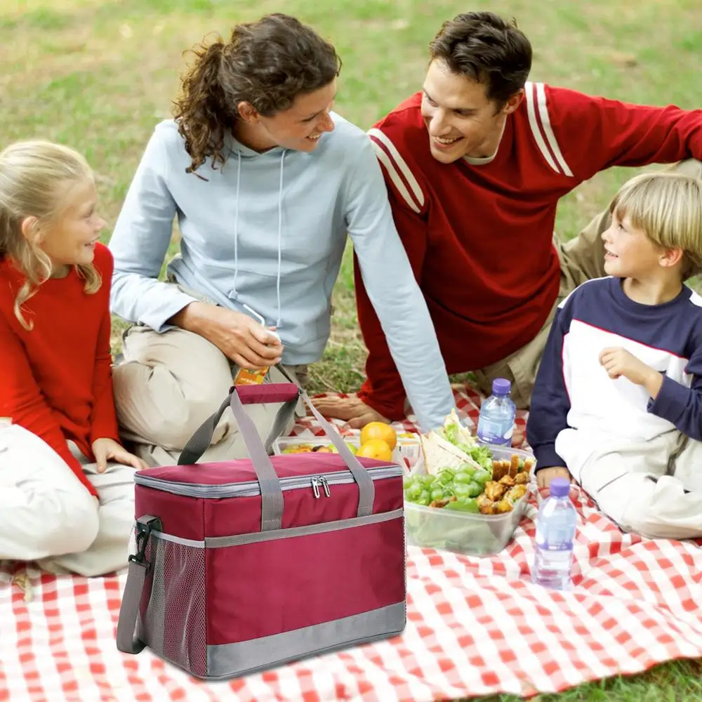 Insulated Picnic Lunch Bag 33L Large Capacity Cooler Bags Food Thermal Box for Outdoor Travel Camping Thickened oxford cloth