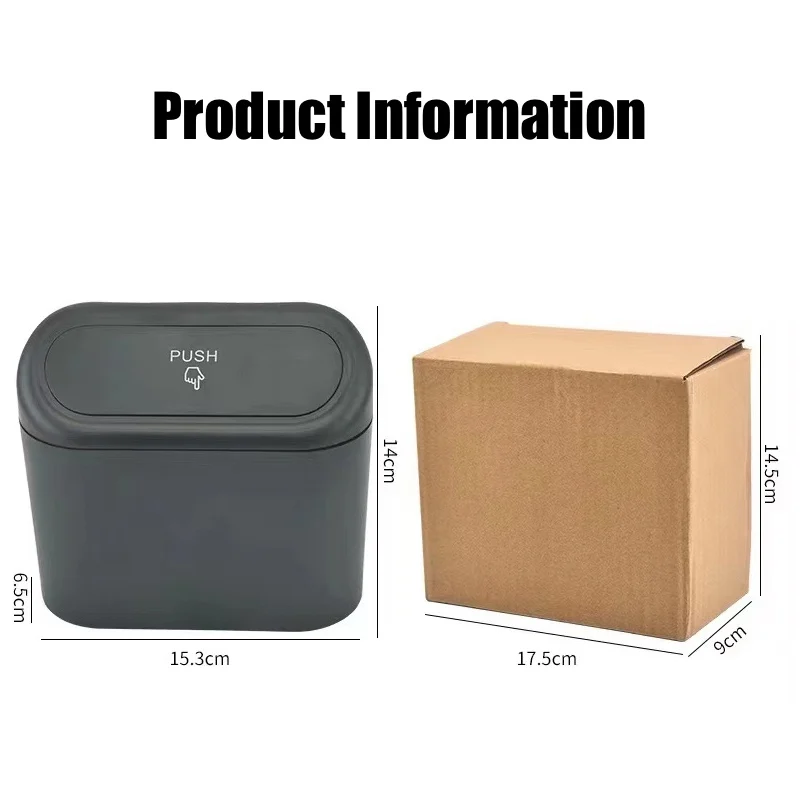 Hanging Car Trash Can with Lid Car Dustproof Trash Can ABS Home Office Multifunctional Storage Box Interior Accessories