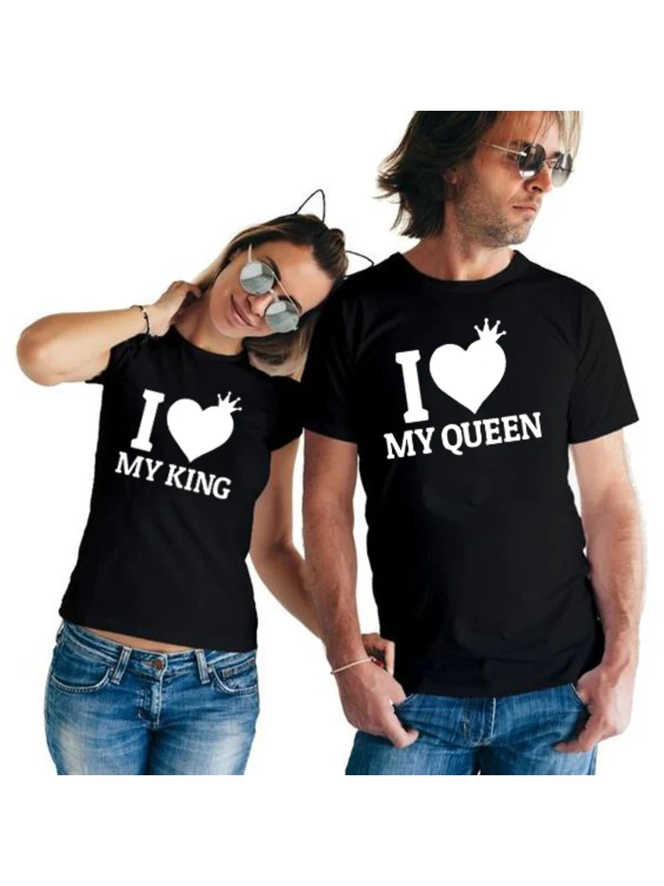 Camisetas a juego de I Love My King I Love My Queen para parejas, playera  con estampado de moda para amantes de Tumblr, trajes - AliExpress Ropa de  mujer