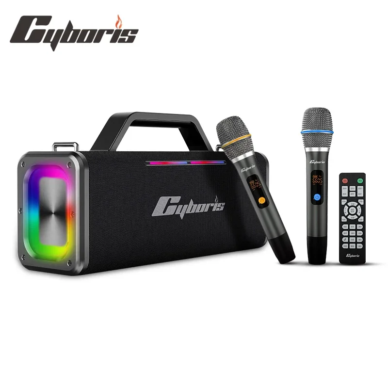 

CyborisX12 TWS Wireless Party Box 200W Heavy Bass Bluetooth Speaker RGB Portable Subwoofer IPX7Outdoor Live Karaoke Sound System