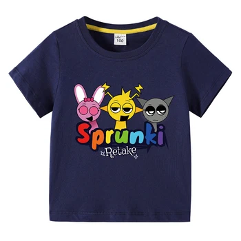 Cartoon Sprunki T Shirt Kids Incredibox Cotton T-shirts Toddler Girls Short Sleeve Tops Boys Summer Clothes Children's Clothing 3