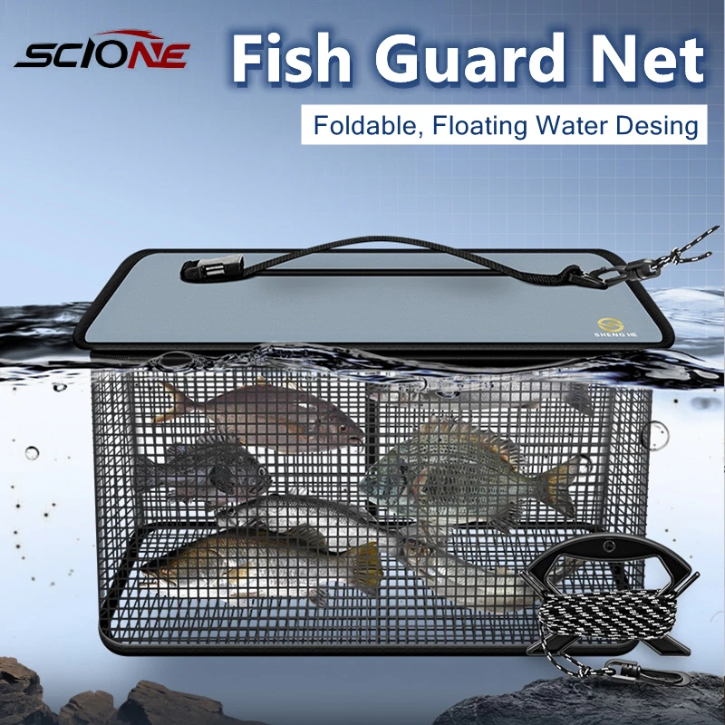 2023 Folding Fish Guard Net Multifunction Metal EVA Bucket Fishing Box Thicken Live Fish Case Outdoor Fishing Tackle Gear XA132