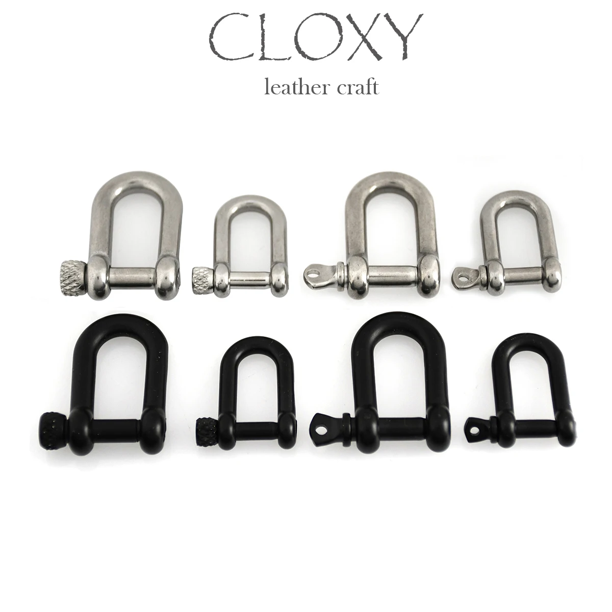 Stainless Steel Carabiner D Bow Shackle Fob Key Ring Keychain Hook Screw Joint Connector Buckle Solid Metal 1 pcs 2 Size