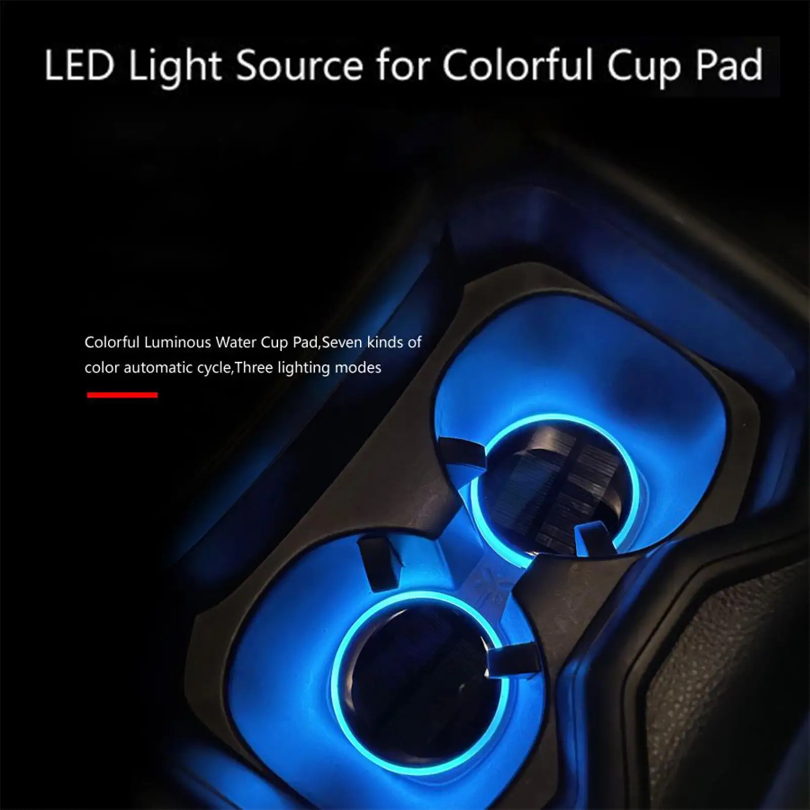 LED 컵 홀더 조명 1쌍 7색 태양광 USB 충전 자동차 용품 분위기 조명 충전용 자동차 컵받침