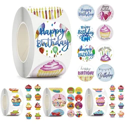 100-500pcs Birthday Gift Decoration Tag Cute Happy Birthday Stickers Sealing Label Kids Toys Gift Package Scrapbooking Stickers