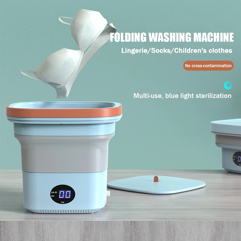 6L Washing Machine Foldable Washing Machines with Drain Bucket Mini Portable Washer for Socks
