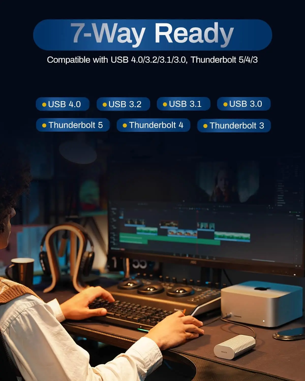 TERRAMASTER D1 SSD 플러스 40Gbps NVMe M.2 NVMe SSD 인클로저 데이터 백업용 모바일 앱 포함 (디스크 없음)