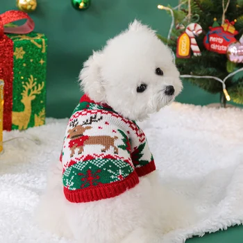 Pet Cute Christmas Rudolph Elk Sweater Dog Autumn and Winter Warm Thread Clothes Happy Cat Wear Clothes 6