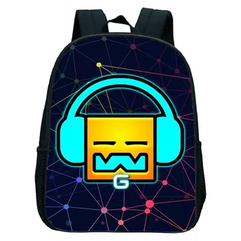 16 Inch Angry Geometry Dash Backpack Boys Girls Bookbag Cartoon Game Kids Kindergarten School Bags Toddler Childcare Backpack 1