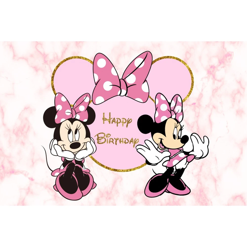 Disney rosa bebê minnie mickey mouse gênero laço fundo dos desenhos  animados meninas chuveiro festa de aniversário personalizado banner pano de  fundo - AliExpress, image size:1000x1000