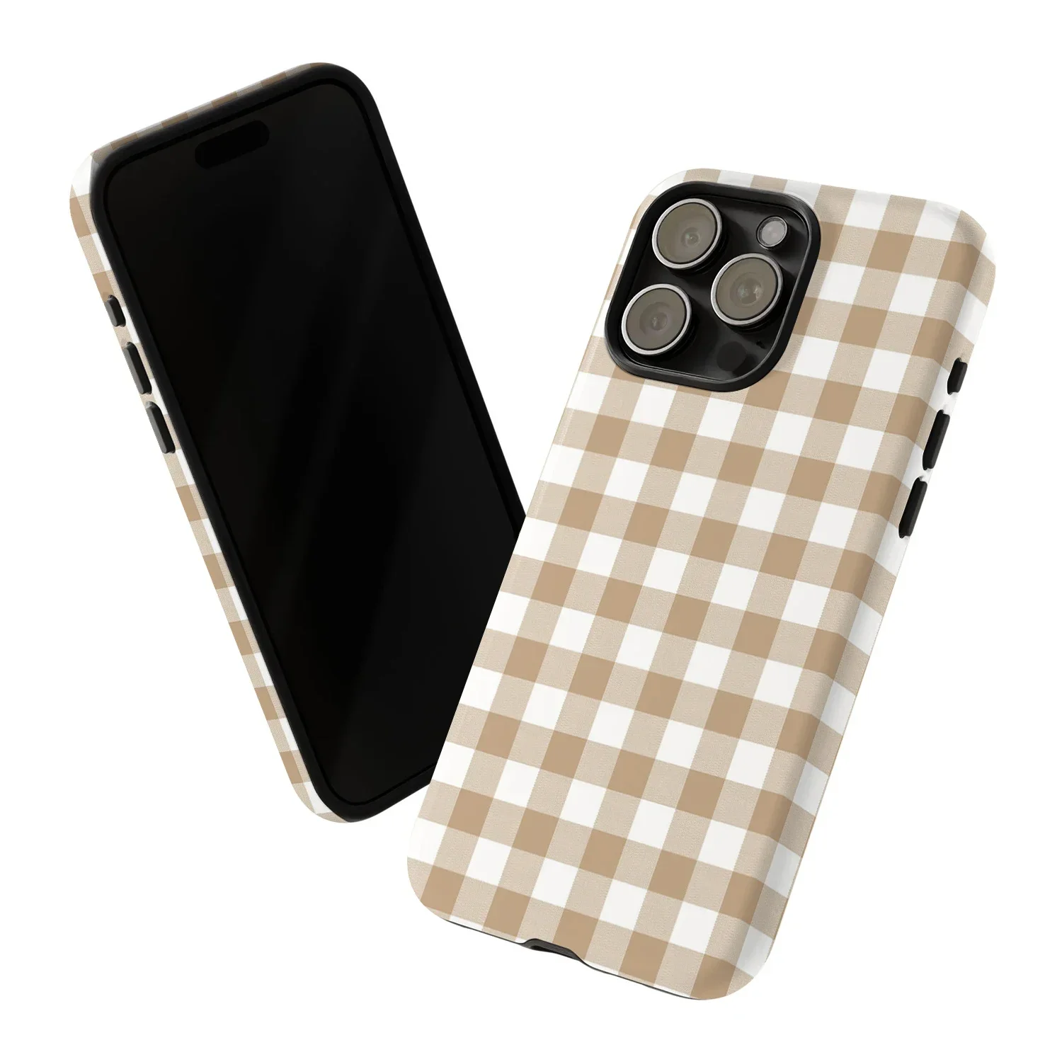 Vintage Brown Gingham Plaid Durable Phone Case