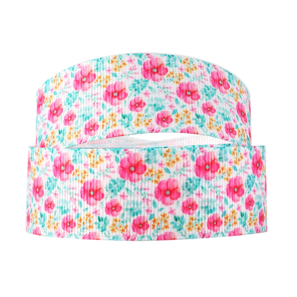 Floral Plant Sunflower Printed Grosgrain Ribbon Wedding Christmas Party Decoration DIY Bow Craft 5yards 25mm