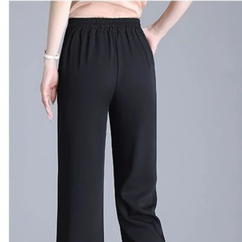 2023 Autumn and Winter Women's High Waist Pockets Slim Solid Color Fashion Casual Elegant Commuter Split Pants