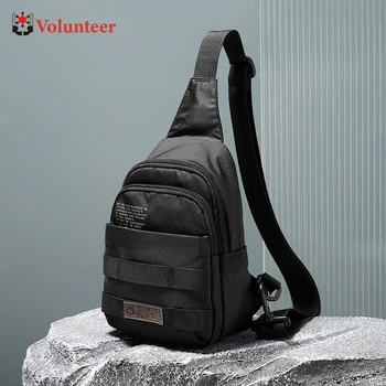 Borsa a tracolla sul petto in tessuto Oxford volontario per uomo Borse a tracolla a tracolla da uomo casual multifunzionali da viaggio all'aperto 1829-14 1
