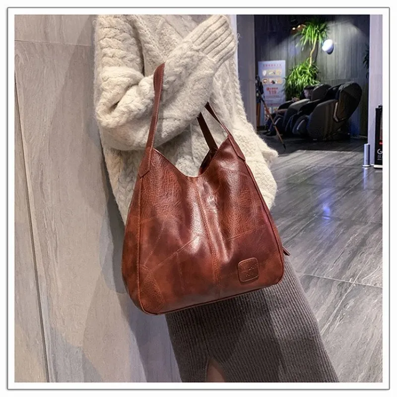 Women's Handbag Women's Shoulder Bag Fashion Purse Vintage Leather Bag Large Capacity Handbag Inclined Shoulder Bag Mom's Bag