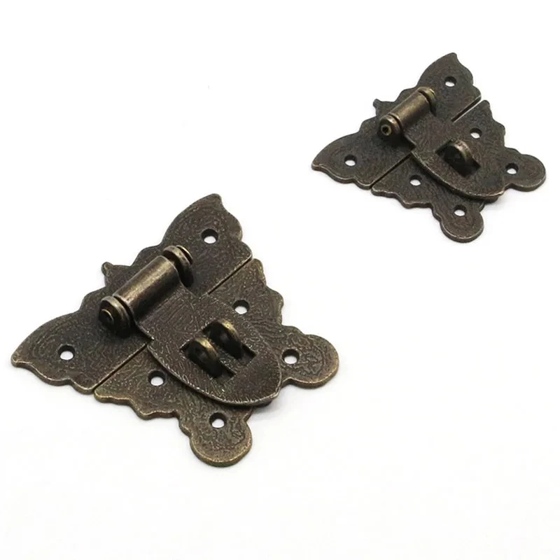 Antique Bronze Hasp Vintage Decorative Latch Jewelry Wooden Box Buckle Pad Chest Lock Cabinet Buckle Retro Furniture Hardware 1x furniture hardware,jewelry box hasps,decorative latches