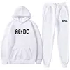 Hip Hop Streetwear AC DC Men's Women's Sweatshirt Sweatpants 2 Pieces Sets Fashion Casual Hooded Tracksuit Winter Men Clothing 2