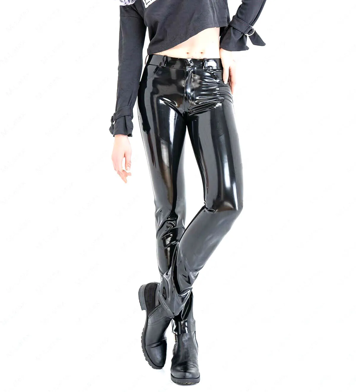 WOMEN LAETX JEANS WOMEN LATEX TROUSERS WITH POCKETS