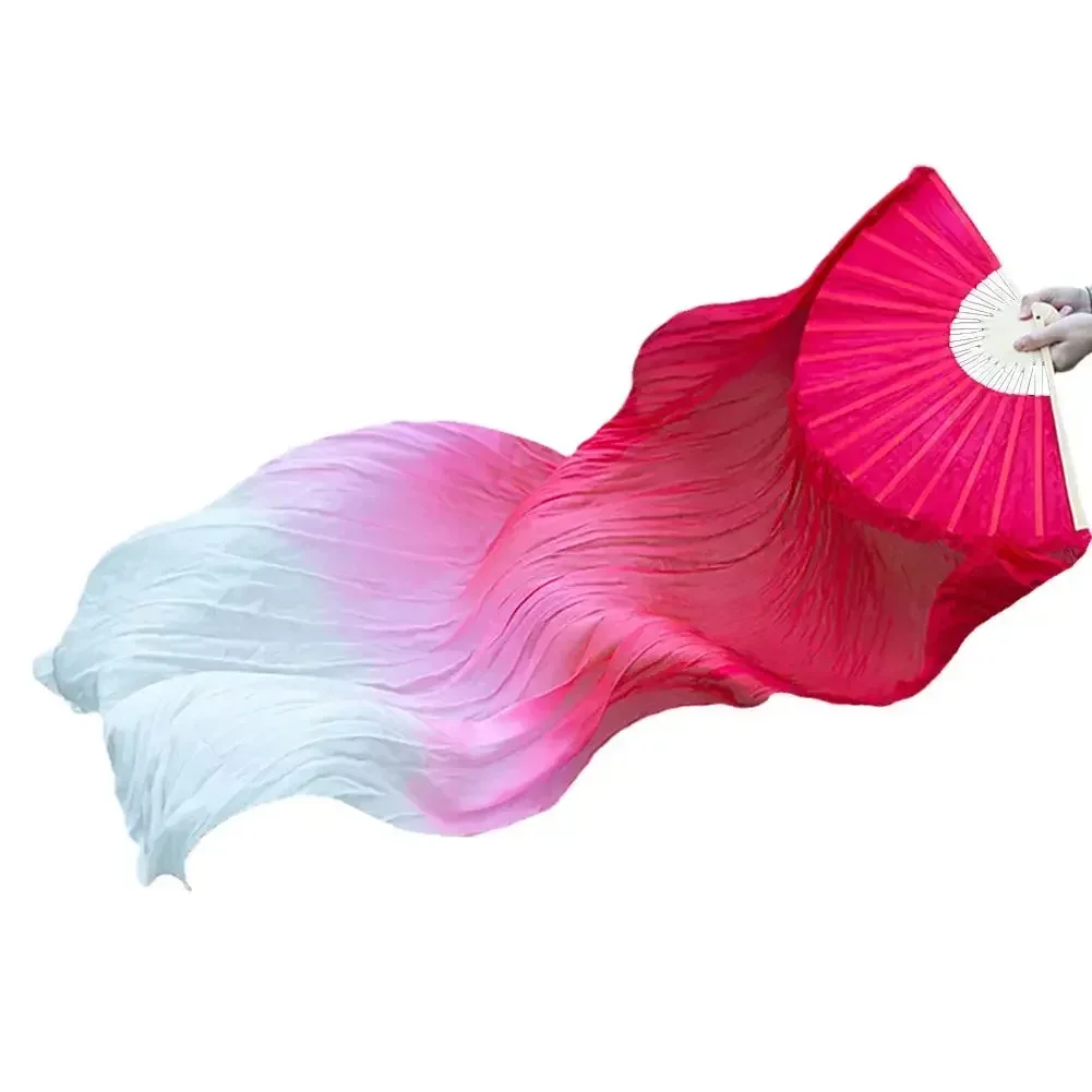 150cm Length Ms.Belly Dancing Fan Gradient Long Color Fans Practice Dancer Props Fan Chinese Silk Dance Imitation E6W7 silk fans,hand fan