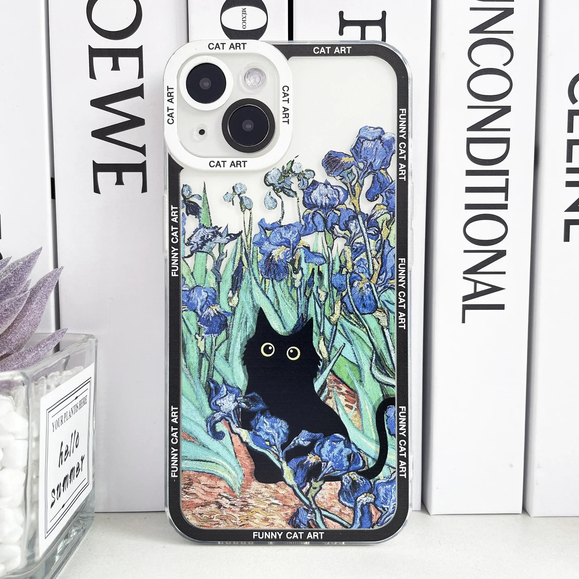 thumbnail image 1 of Funda de teléfono Claude Monet Van Gogh con diseño de gato divertido para iPhone 16 15 14 13 12 11 Pro Max Mini XS X XR SE 7 8 Plus, funda suave transparente, 1 of 5
