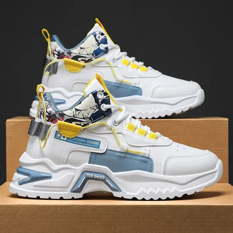 

Autumn Men's Shoes New Breathable High Top Shoes Men's Trendy Versatile Elevated Sports and Casual Running Dad Trendy Shoes