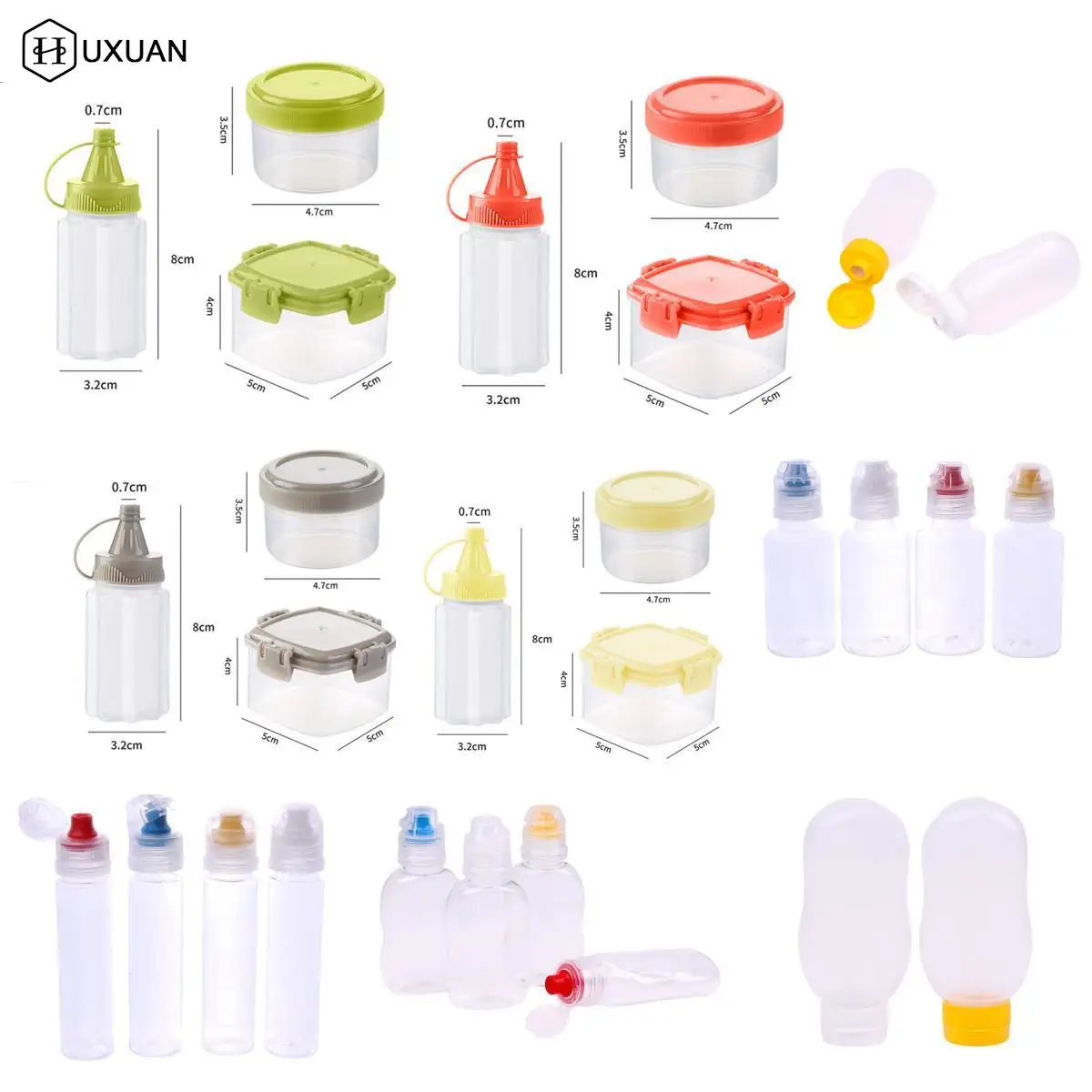 1-4pcs Transparent Spices Bottle With Lid Portable Mini Sauce Seasoning Box Dispenser Salt Spice Jar Sauce Squeeze Bottle