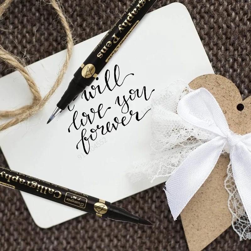 3/6PCS 듀얼 팁 펜 검은 서예 브러시 펜 레터링 펜 아트 마커 초보자를위한 흰색 펜 스케치 쓰기 아트 드로잉