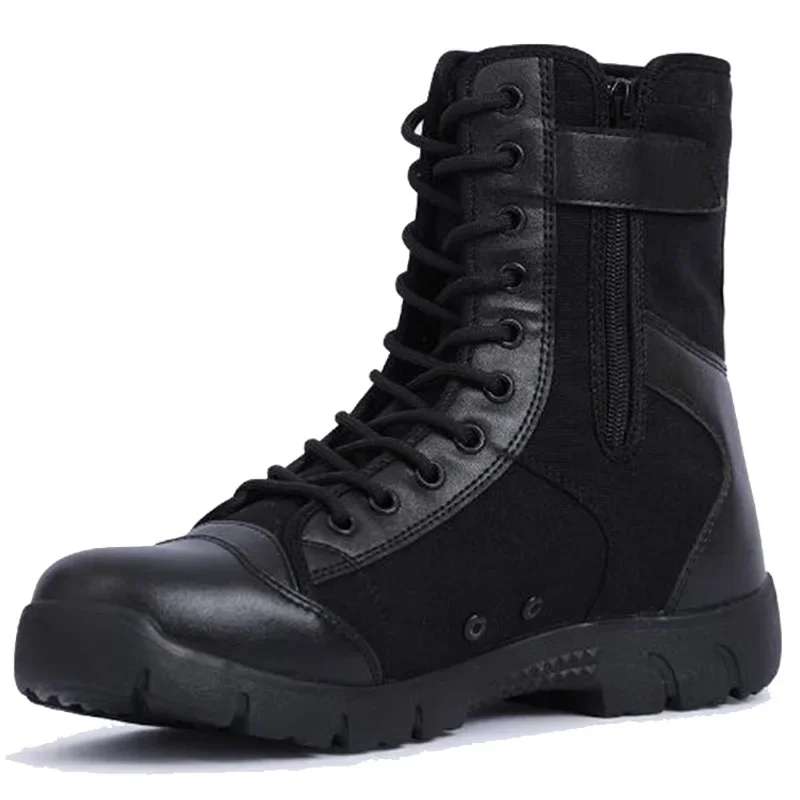 Summer Fashion Men Boots Outdoor Leather Military Boots Breathable Army Combat Boots Plus Size 46 Desert Boots Walk Shoes Autumn