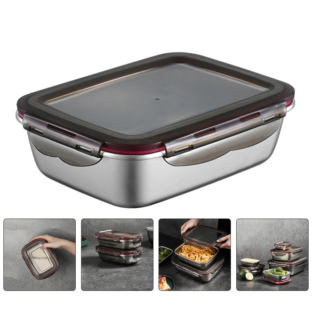 

Kid Bento Lunch Box Fresh With Lid Convenient Food Supply Case Storage 15.5X8.5X4CM Silver Portable Work