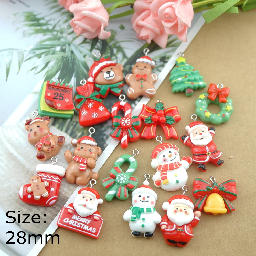 Kinteshun Lot De 19 Breloques De Noël Assorties En émail Pour La Fabrication De Bijoux Doré, Zinc, Pas De Gemme