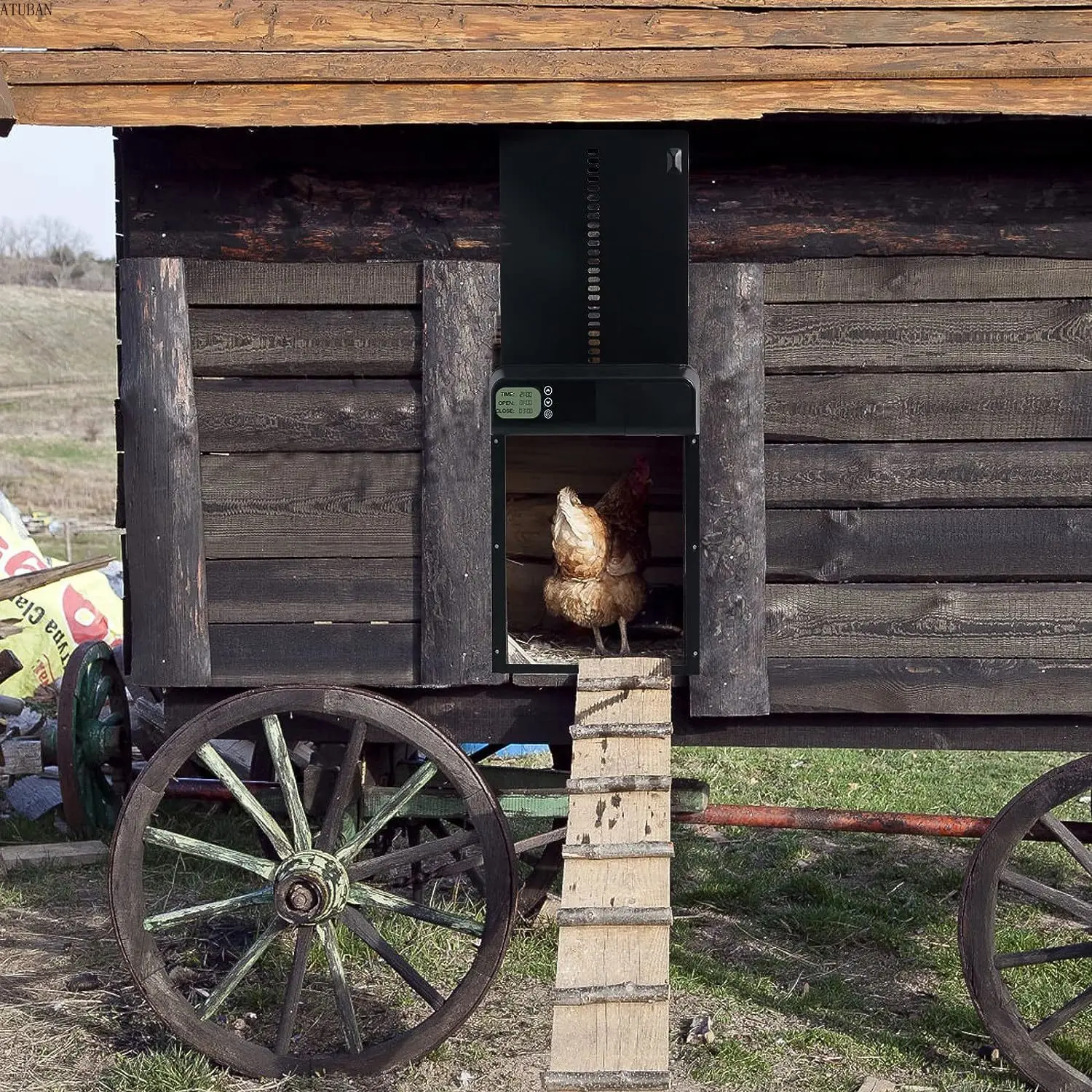 ATUBAN Automatic Chicken Coop Door,Aluminum Weatherproof Coops Door