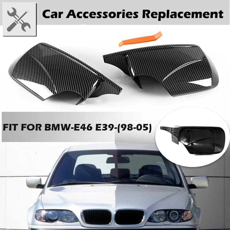 

Rhyming Side Wing Rearview Mirror Cover Shell Cap Carbon Fiber Pattern Black Fit For BMW 3series E46 98-05 5series E39 1996-2003
