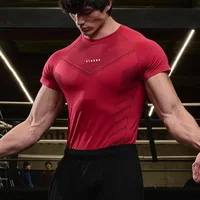 Men's Summer Casual Gym Fitness Sports Skinny Compression T-shirt Quick Dry Short Sleeve Tee Running Workout Sweatshirt Clothing 3