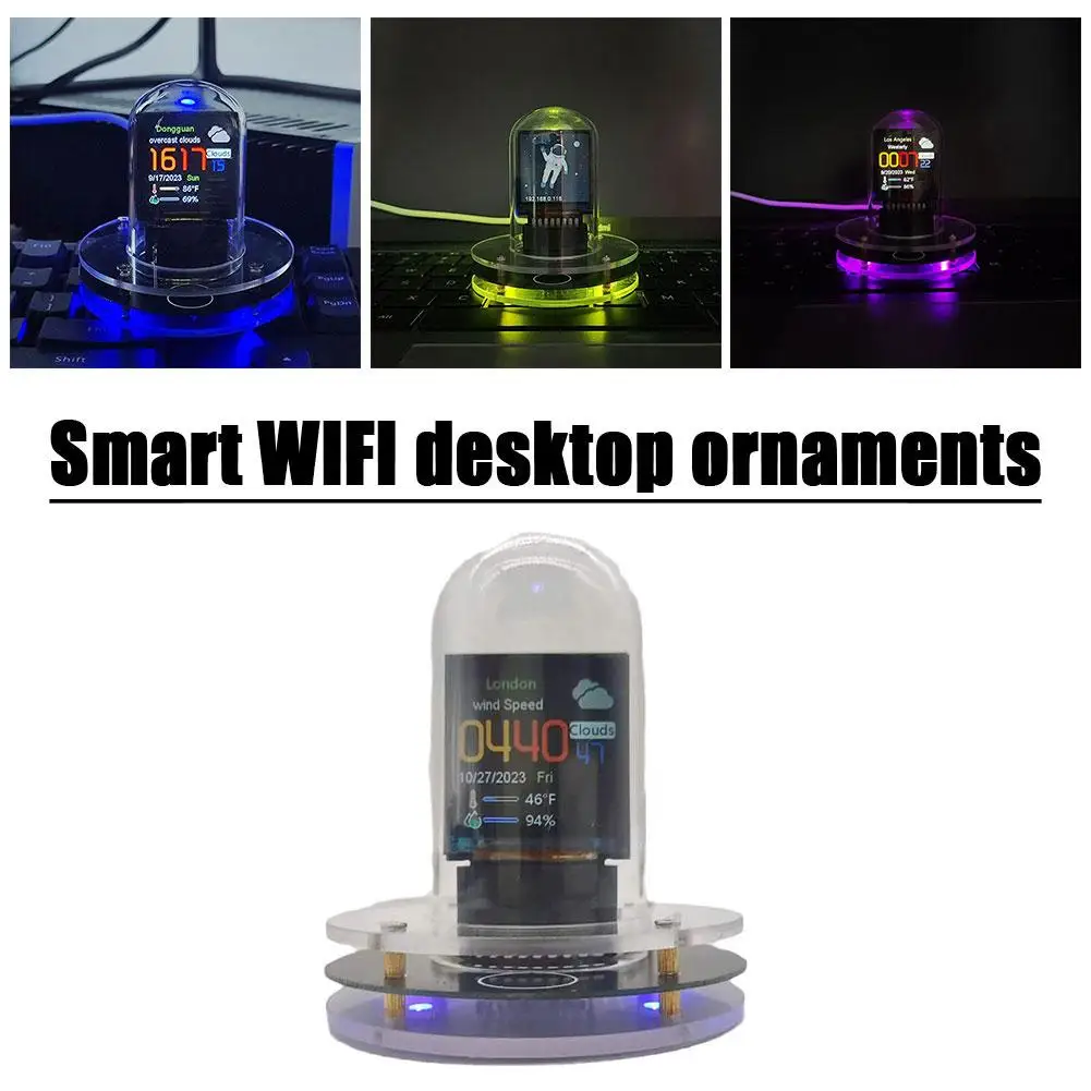 

Умные настольные часы с Wi-Fi и цифровыми часами, автоматические голографические часы, дисплей, Декор, подарок, будильник, обновление, настольное время, R Q1B6